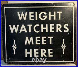 Vintage Original 1930-1940s Weight Watchers Meet Here Painted Wood Sign