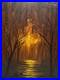 Vintage Original 1969 Forest Fire Landscape Oil Painting Signed Rodriguez 40x30