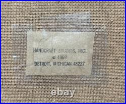 Vintage Original 1969 Forest Fire Landscape Oil Painting Signed Rodriguez 40x30