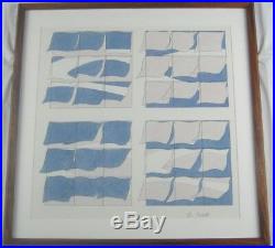 Vintage Original 1977 Watercolor Untitled (Blue) by Vin Grabill Listed