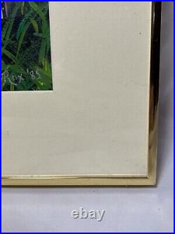 Vintage Original 1985 Flamingo Painting Collage Mixed Media Signed Rox Framed