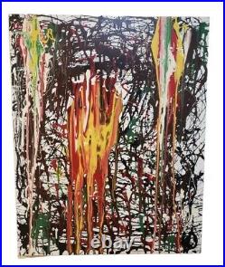 Vintage Original Abstract Colorful Painting On Canvas Signed