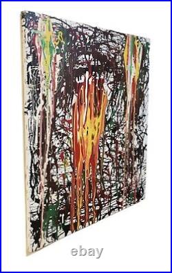 Vintage Original Abstract Colorful Painting On Canvas Signed