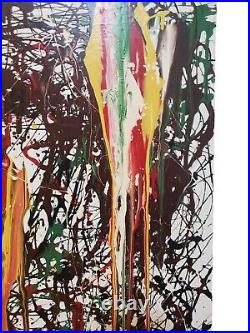 Vintage Original Abstract Colorful Painting On Canvas Signed