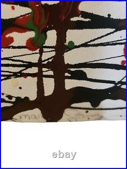 Vintage Original Abstract Colorful Painting On Canvas Signed