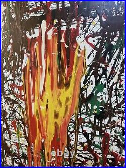 Vintage Original Abstract Colorful Painting On Canvas Signed