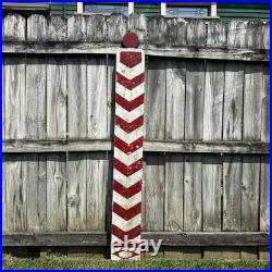 Vintage Original Barber Pole Sign Painted On Wood Antique Old