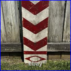 Vintage Original Barber Pole Sign Painted On Wood Antique Old