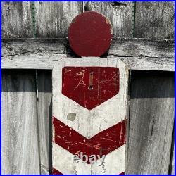 Vintage Original Barber Pole Sign Painted On Wood Antique Old
