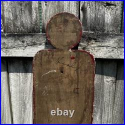 Vintage Original Barber Pole Sign Painted On Wood Antique Old