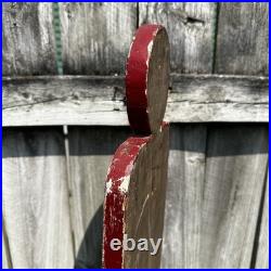 Vintage Original Barber Pole Sign Painted On Wood Antique Old