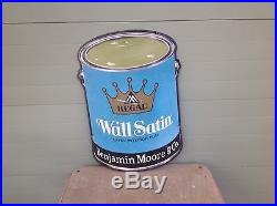 Vintage Original Benjamin Moore Regal Wall Satin Paint Bucket Die Cut Metal Sign