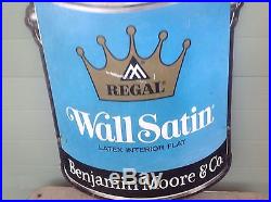 Vintage Original Benjamin Moore Regal Wall Satin Paint Bucket Die Cut Metal Sign