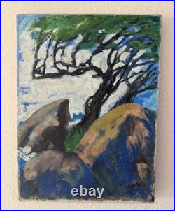 Vintage Original California Oil Painting Coastal Landscape c. 1969 Artist Signed
