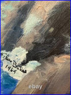 Vintage Original California Oil Painting Coastal Landscape c. 1969 Artist Signed