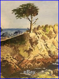 Vintage Original California Scene Watercolor Painting Signed Phillips Seascape