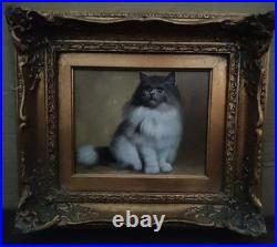 Vintage Original Cat Painting Signed By H. King