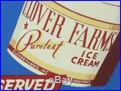 Vintage Original Clover Farms Puretest Ice Cream Painted Sign Bridgeport, CT