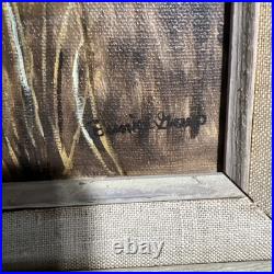 Vintage Original Desert Oil painting Cactus & Mountains SIGNED Desert Landscape