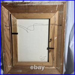 Vintage Original Desert Oil painting Cactus & Mountains SIGNED Desert Landscape