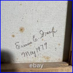 Vintage Original Desert Oil painting Cactus & Mountains SIGNED Desert Landscape