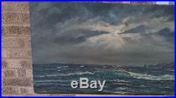 Vintage Original Extra Large Seascape Oil Painting Nautical Waves Signed Clune