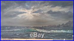 Vintage Original Extra Large Seascape Oil Painting Nautical Waves Signed Clune