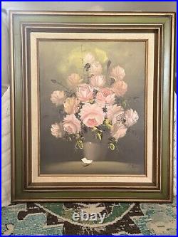 Vintage Original Floral Framed Oil Painting Signed