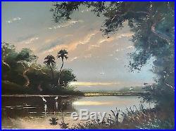 Vintage Original Florida Highway Men Oil Painting Signed S. Newton Framed