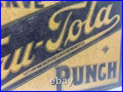 Vintage Original Fru-Tola Punch Single Sided Painted Tin Sign Tacker Oil Soda