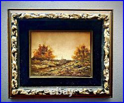 Vintage Original Gilt Framed Landscape Oil Painting on Board Signed D'ynas
