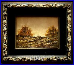 Vintage Original Gilt Framed Landscape Oil Painting on Board Signed D'ynas