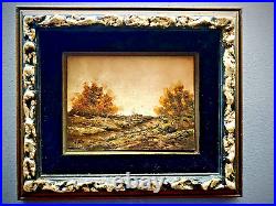 Vintage Original Gilt Framed Landscape Oil Painting on Board Signed D'ynas