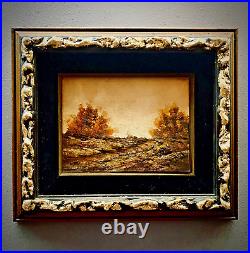 Vintage Original Gilt Framed Landscape Oil Painting on Board Signed D'ynas