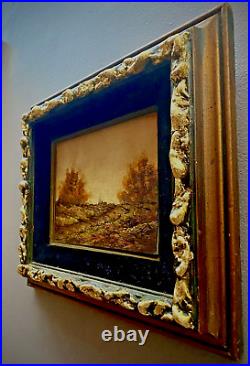 Vintage Original Gilt Framed Landscape Oil Painting on Board Signed D'ynas