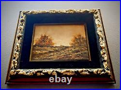 Vintage Original Gilt Framed Landscape Oil Painting on Board Signed D'ynas