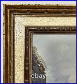 Vintage Original Giuseppe Elettro Italian Street Scene Oil Painting Signed