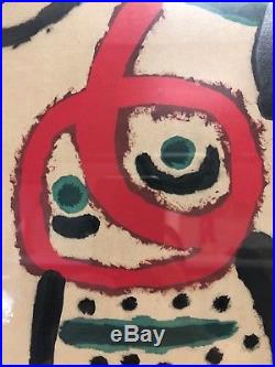 Vintage Original Hand Colored Pochoir Lithograph by Joan Miro Signed with Pencil