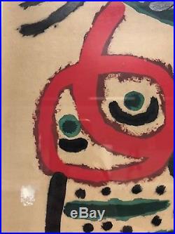 Vintage Original Hand Colored Pochoir Lithograph by Joan Miro Signed with Pencil