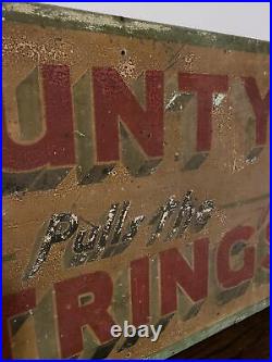 Vintage Original Hand Painted Fairground Ride /Circus Sign BUNTY PULLS