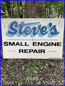 Vintage / Original Hand Painted Trade Sign Steve's Small Engine Repair Man Cave