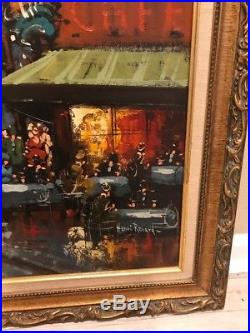 Vintage Original Henri Renard Oil Painting Canvas Paris France Cafe Signed