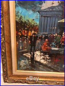 Vintage Original Henri Renard Oil Painting Canvas Paris France Cafe Signed