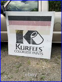Vintage Original Kurfees Paints Sign Colorizer Gas Oil Soda Farm Feed Seed
