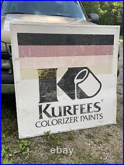 Vintage Original Kurfees Paints Sign Colorizer Gas Oil Soda Farm Feed Seed