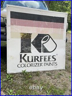 Vintage Original Kurfees Paints Sign Colorizer Gas Oil Soda Farm Feed Seed