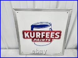 Vintage Original Kurfees Paints Sign Gas Oil Soda Farm Feed Seed Tractor