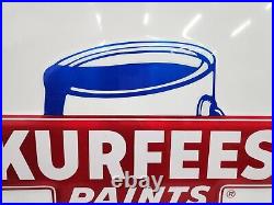 Vintage Original Kurfees Paints Sign Gas Oil Soda Farm Feed Seed Tractor