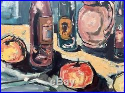 Vintage Original Mid Century Modern Oil Painting Still Life Framed Signed