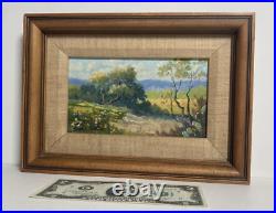 Vintage Original Miniature Oil Painting -Impressionist Landscape, Cactus -Signed